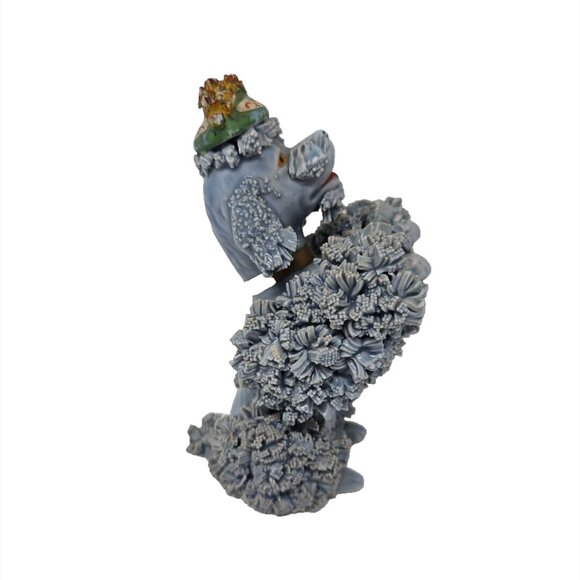 Vintage 1950s Spaghetti French Poodle Figurine Standing Beret Blue Grey Marked W - Picture 1 of 8